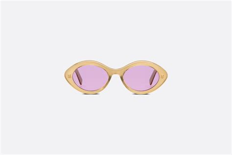 LuckyDior R1I Runde Sonnenbrille in Gold .